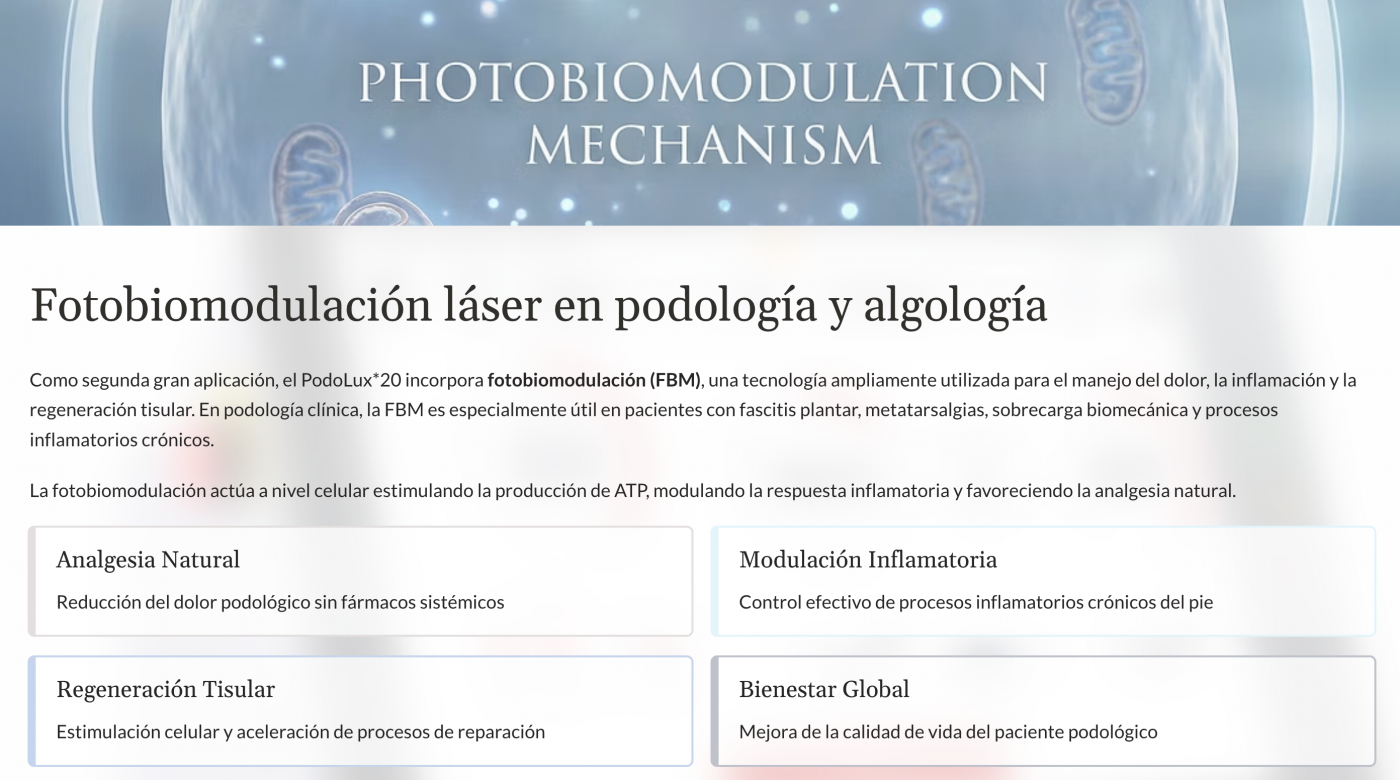 Laser para hongos en las uñas con equipo PodoLux 20 en podología clínica profesional